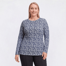 Plus Size Preswick & Moore® Long Sleeve Floral Leaf Tee
