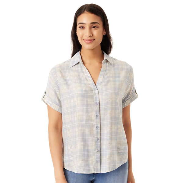 Womens Gloria Vanderbilt Demi Button Front Short Sleeve Woven Top - image 