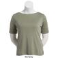 Petite Hasting & Smith Elbow Sleeve Solid Boat Neck Tee - image 3