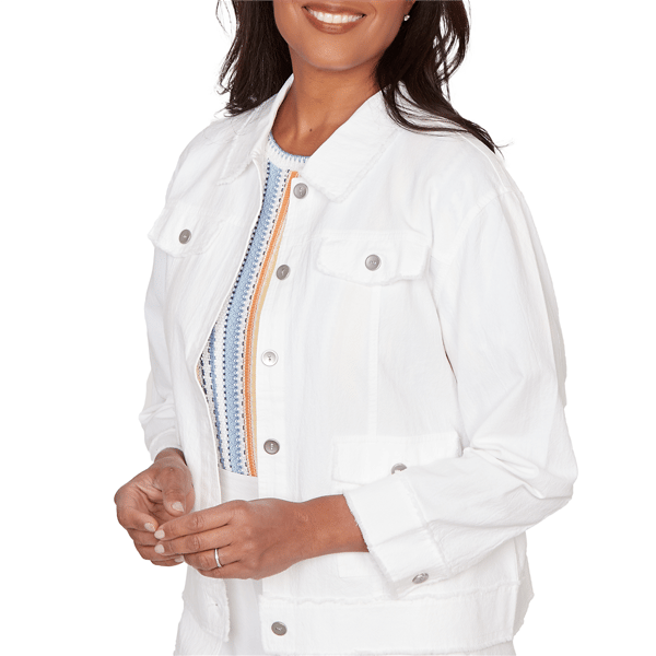 Petite Alfred Dunner Out Of The Blue Button Front Denim Jacket
