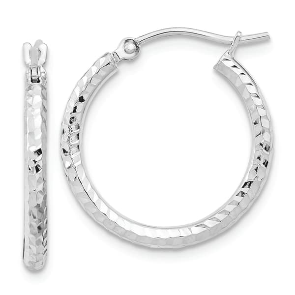 Gold Classics(tm) 10kt. White Gold Diamond-cut Tube Hoop Earring - image 