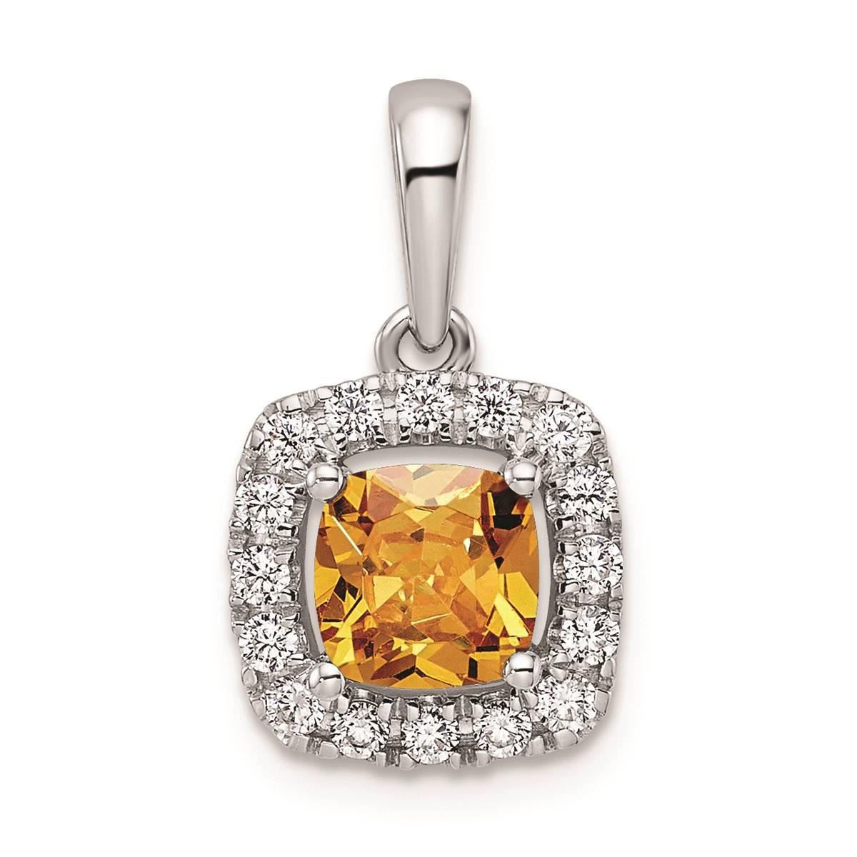 Pure Fire 14kt. White Gold Lab Grown Diamond&Citrine Halo...