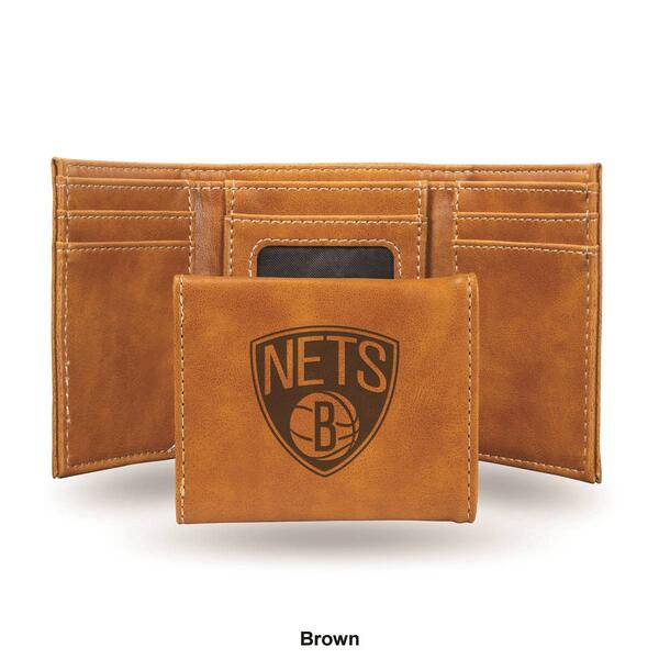 Mens NBA Brooklyn Nets Faux Leather Trifold Wallet