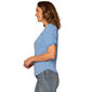 Womens Democracy Short Ruch Sleeve V Neck Stripe Blouse - image 3