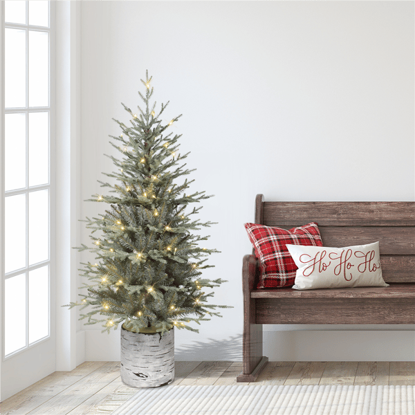 Puleo International 4.5ft. Pre-Lit Blue Potted Arctic Fir Tree