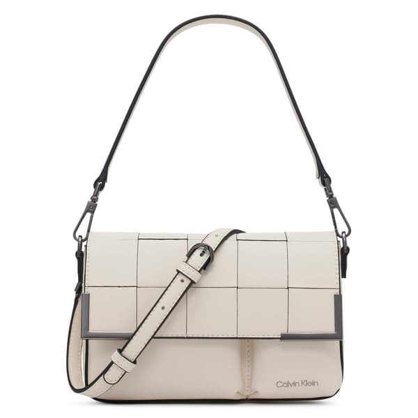 Calvin Klein Woven Mica Flap Convertible Shoulder Bag