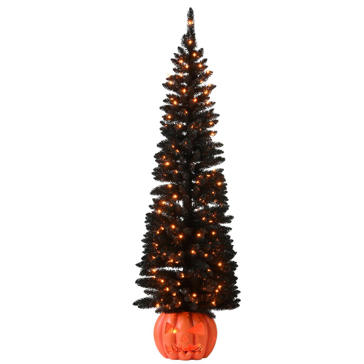 National Tree 6ft. Halloween Half Tree with Orange Lights