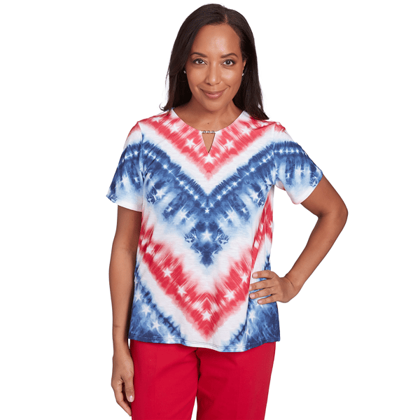 Womens Alfred Dunner Land Of The Free Tie Dye American Tee - image 