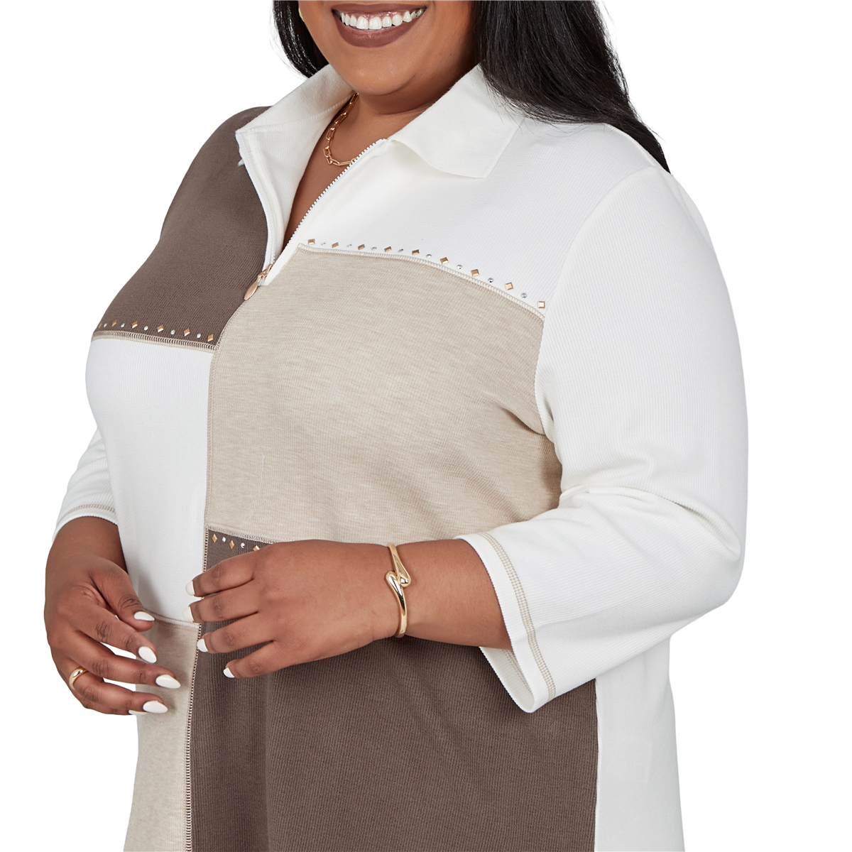 Plus Size Alfred Dunner Luxe Be A Lady Color Block Sweatshirt