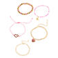 Ashley Pink & Gold-Tone Charm Beaded Bracelet Stack - image 1