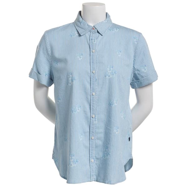 Womens Nautica Jeans Short Sleeve Stripe Casual Button Down - image 