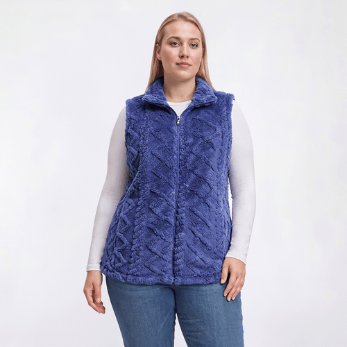 Plus Size Emily Daniels Sculpted Minky Zip Mock Neck Vest