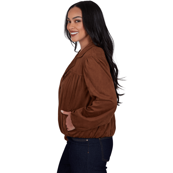 Womens Ruby Rd. English Countryside Faux Suede Bomber Jacket