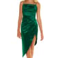 Juniors Emerald Sundae Asymmetrical Satin Drape Neck Midi Dress - image 3