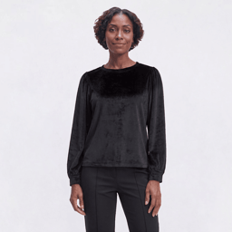 Petite Architect(R) Long Sleeve Solid Velvet Sweater