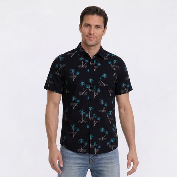 Mens Joe Marlin Mini Palm Trees Button Down Shirt