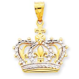 Gold Classics(tm) 14kt. Gold & Rhodium Crown Pendant