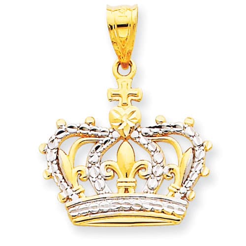 Gold Classics&#40;tm&#41; 14kt. Gold & Rhodium Crown Pendant - image 