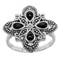 Marsala 20mm Silver Plated Marcasite & Onyx Inlay Ring - image 1