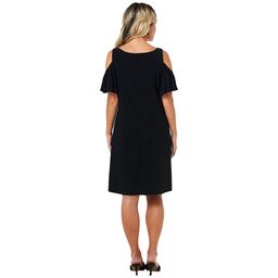 Womens MSK Cold Shoulder Solid Swing Shift Dress