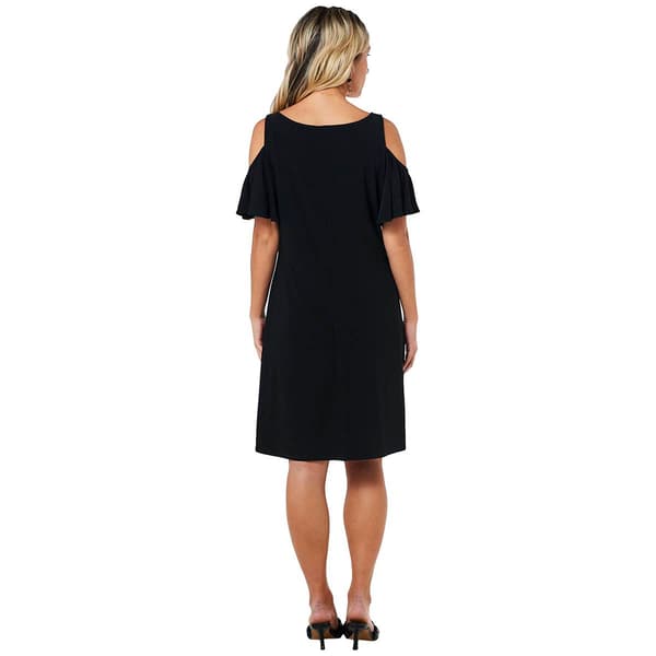Petite MSK Cold Shoulder Solid Swing Shift Dress