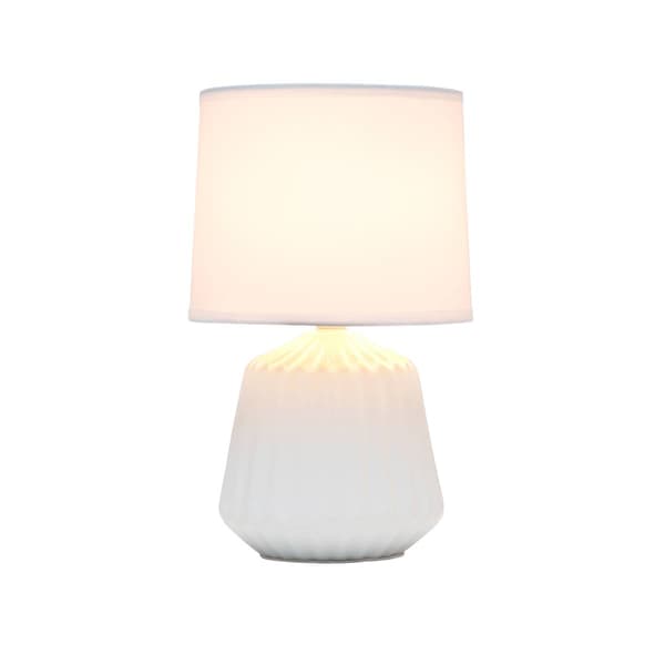 Simple Designs Petite Off White Ceramic Pleated Base Table Lamp - image 