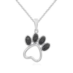 1/20cttw. Natural Diamond Sterling Silver Paw Pendant Necklace