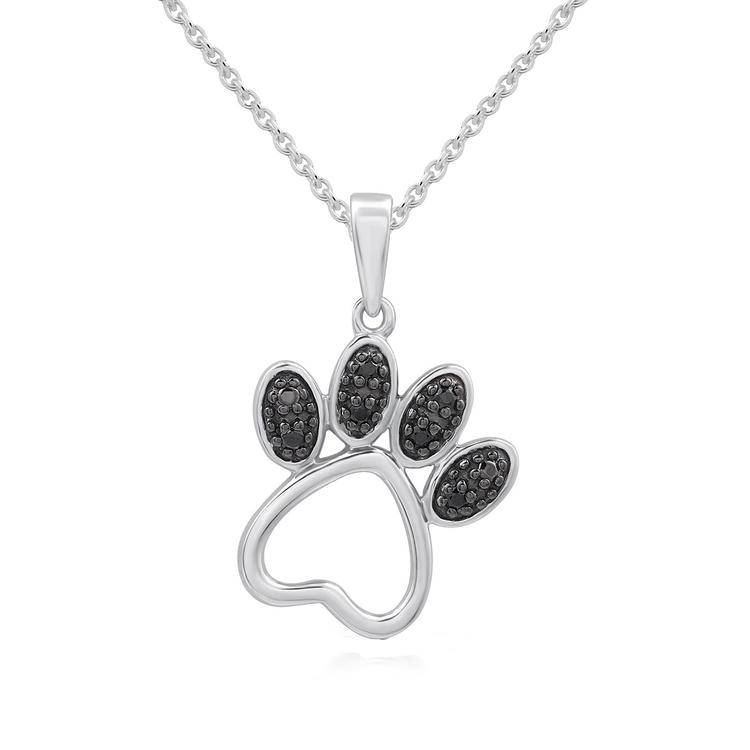 1/20cttw. Natural Diamond Sterling Silver Paw Pendant Necklace