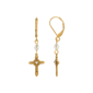 Symbols of Faith 14kt. Gold-Dipped Cross Leverback Earrings - image 1