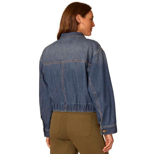 Womens Democracy Long Sleeve Crop Denim Jacket