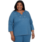 Plus Size Alfred Dunner Provence Floral Soutache Henley Blouse - image 1