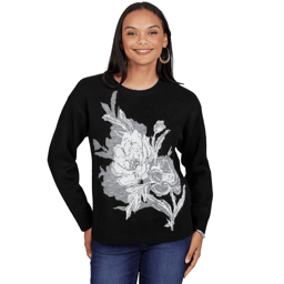 Womens Hearts of Palm Wrapped in Rubies Large Floral Sweater