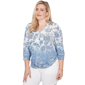 Petite Alfred Dunner Out Of The Blue Floral Ombre Henley Tee - image 3