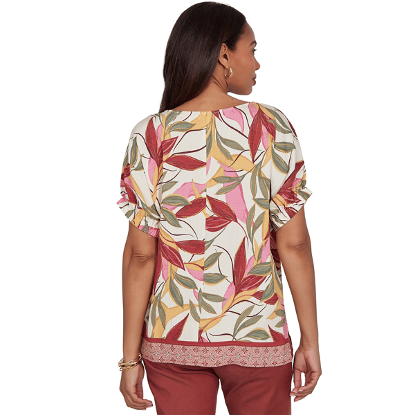 Womens Ruby Rd. Sedona Escape Short Sleeve Leaf Blouse