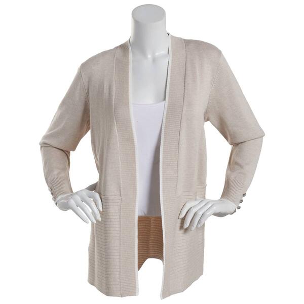 Womens 89th & Madison Long Sleeve Tipped Collar Cardigan - image 