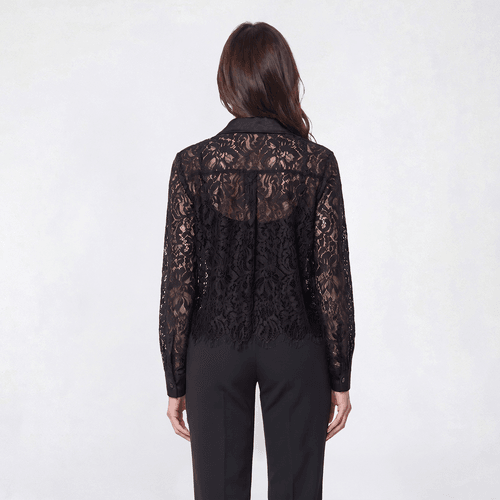 Womens Adrianna Papell Long Sleeve Lace Button Front Blouse - image 