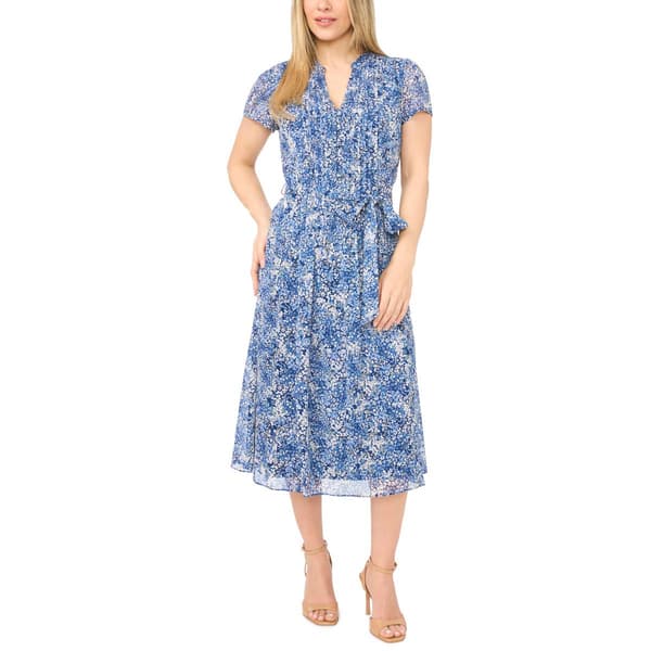 Petite MSK Short Sleeve Chiffon Pintuck Midi Dress - image 