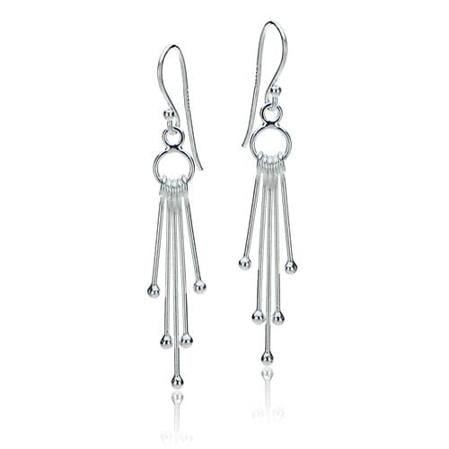 Sterling Silver Beaded Stick Drop Earrings - image 