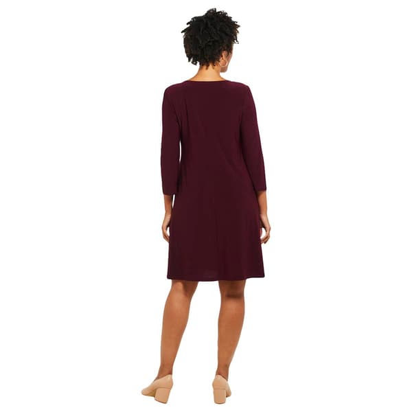 Petite MSK 3/4 Sleeve 3 Ring Solid Shift Dress