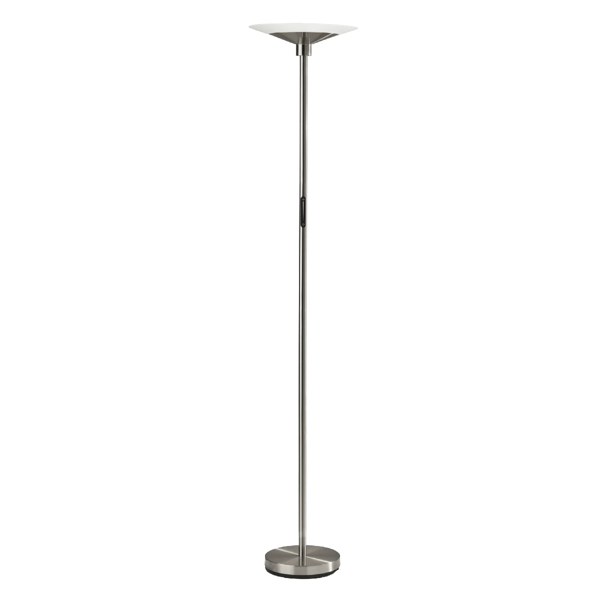 HomeRoots 71 Silver LED Torchiere Floor Lamp With White Glass C