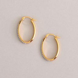 14kt. Gold Oval Crystal Hoops w/Nano Diamond Resin