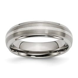 Mens Endless Affection(tm) 6mm Sterling Silver Inlay Polished Band