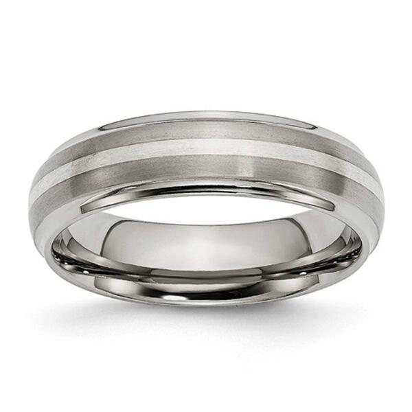Mens Endless Affection(tm) 6mm Sterling Silver Inlay Polished Band - image 