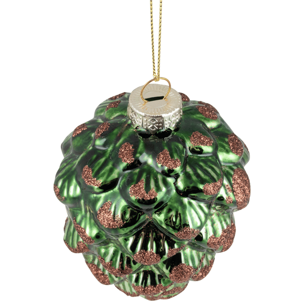 Northlight Pine Cone with Glitter Glass Christmas Ornament