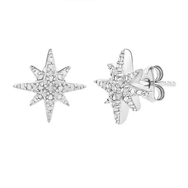 Diamond Classics&#40;tm&#41; 1/20ctw. Diamond Silver Starburst Stud Earrings - image 