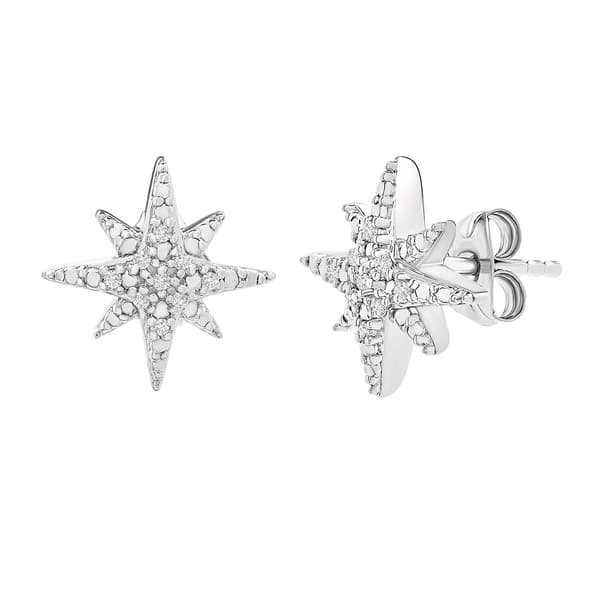 Diamond Classics(tm) 1/20ctw. Diamond Silver Starburst Stud Earrings - image 