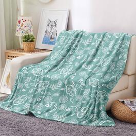 Spirit Linen Home&#40;tm&#41; Velvet Plush Floral Sage Throw Blanket