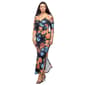 Womens 24/7 Comfort Apparel Black Floral Side Slit Maxi Dress - image 3