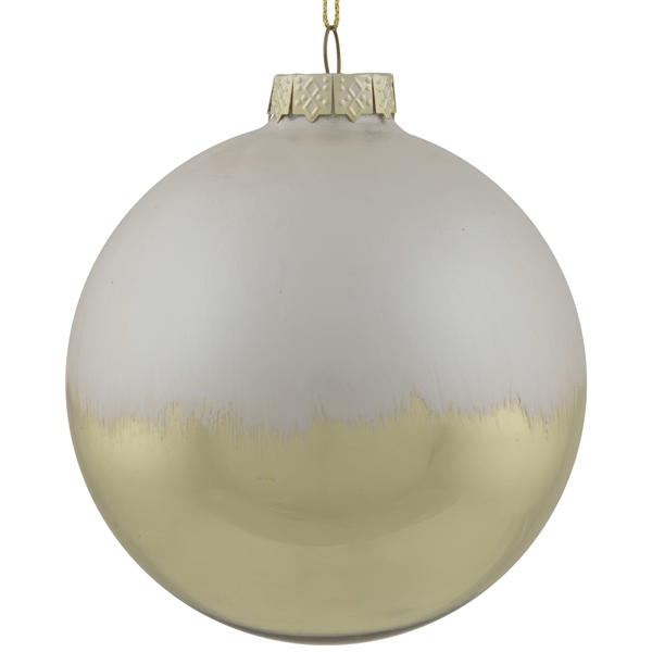 Northlight Brushed White & Gold Glass Ball Christmas Ornament