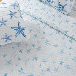 FreshFolds Trinidad 3pc. Reversible Blue Starfish Quilt Set